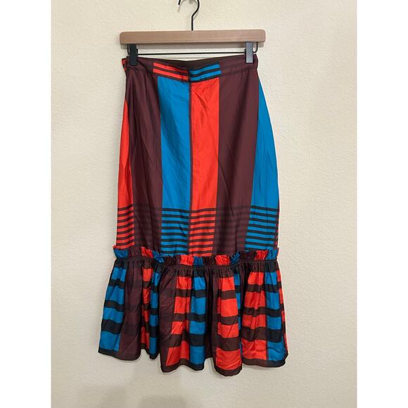 NEW Anthropologie Eva Franco Flounced Skirt Size 6 Midi Striped Western Autumn - Picture 14 of 15